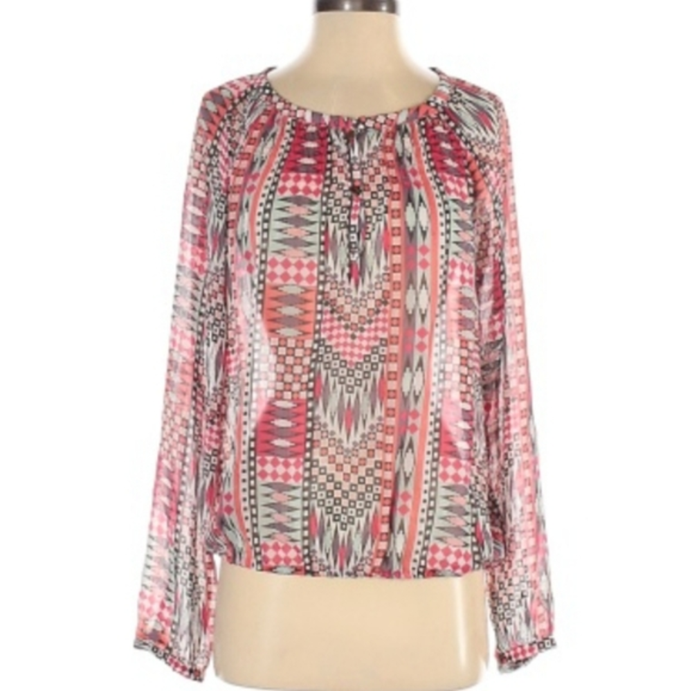 Sanctuary Womens Top Size Small Blouse‎ Shirt Pink Southwest Western